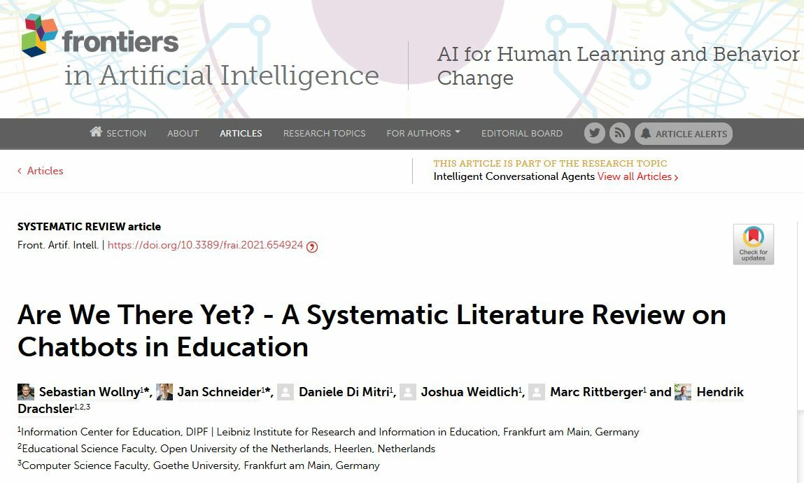 New Pub: Are We There Yet? - A Systematic Literature Review on Chatbots ...