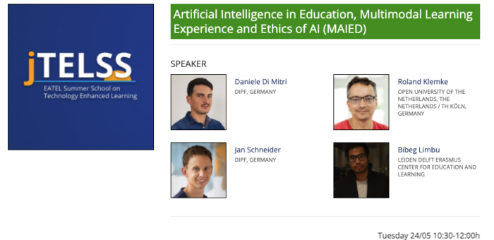 Workshop @ JTELSS – Artificial Intelligence in Education and Multimodal Learning Experience
