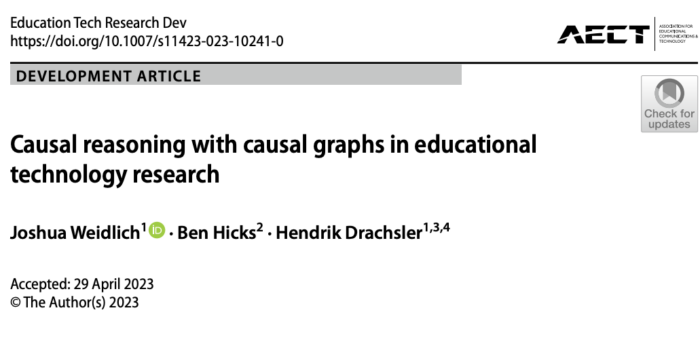 New pub: Causal reasoning with causal graphs, published in ETRD