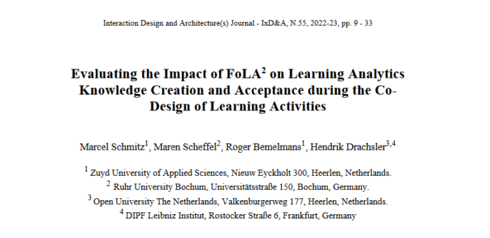 New pub: Evaluating the Impact of FoLA on Learning Analytics Knowledge Creation