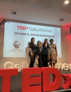 Speakers Alex Gessner, MK Kirigin, Dana Kube and Menoosha Muziki at their TEDx Women Gallus Event in Frankfurt