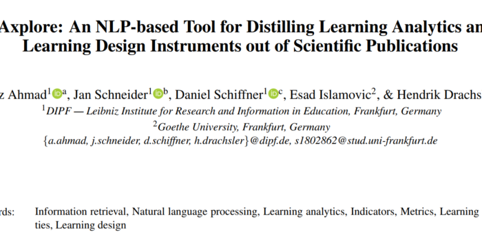 New Pub: LAxplore: An NLP-Based Tool for Distilling Learning Analytics and Learning Design Instruments out of Scientific Publications